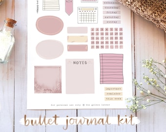 Journal & Planner 3er Set, Herbst/Herbst Sticker Kit, BuJo druckbare dekorative Elemente + Bonus Journaling Karte