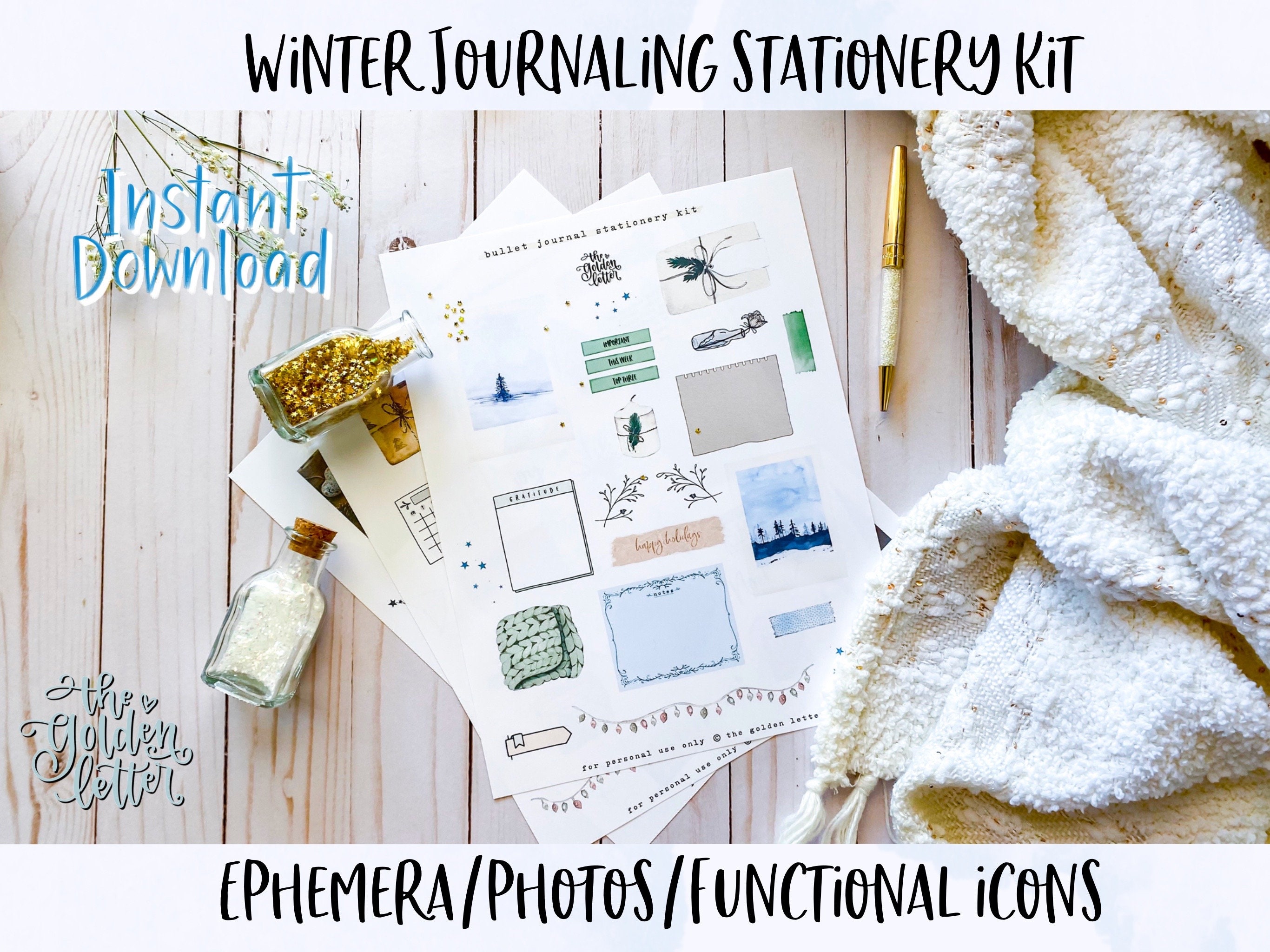 3 Bullet Journal & Planner Printable Set Winter Sticker Kit Bujo ...