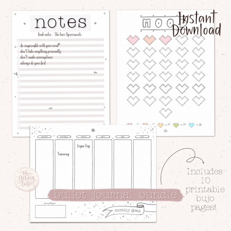 2023 A5 Bullet Journal Starter Kit Printable Bujo Meal - Etsy UK