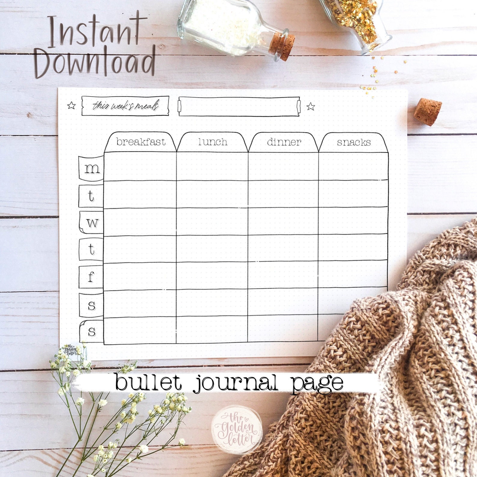 Free meal planner bullet journal printable - hqlity