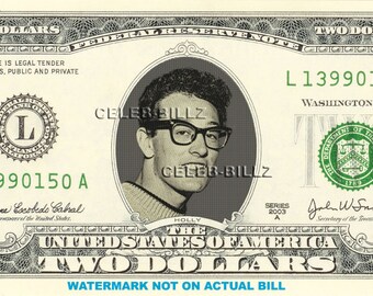 2 Dollar Bill Etsy - buddy ho!   lly real 2 dollar bill money celebrity novelty collectible