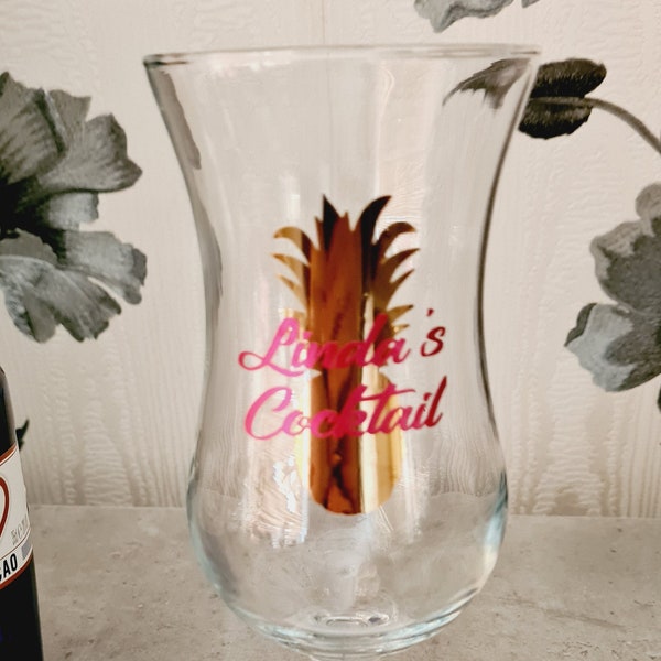 Personalised Piña Colada Cocktail Glasses | Cocktail Glasses | Home Bar Gift | Hurricane Glass| Gift for Her| Gift for Him | Party Gift |