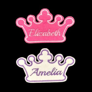 Personalised Crown Name Patch, Embroidered Iron-On Applique