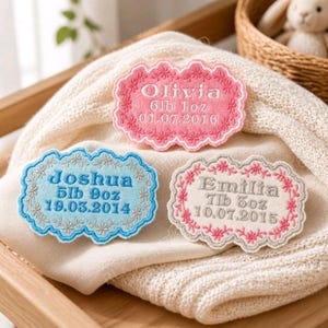 Personalised Embroidered Baby Name Patch - Iron On / Sew On