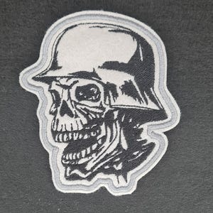 Skull with Helmet Embroidered Patch Iron on or Sew| Iron on | Sew on | Custom