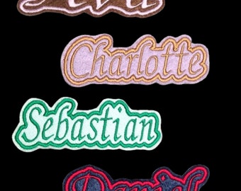 Personalised Embroidered Name Patch Badge F1 Girls Boys Iron on or sew