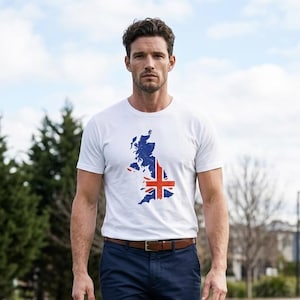 England Map Flag T-Shirt, Retro Patriotic Tee