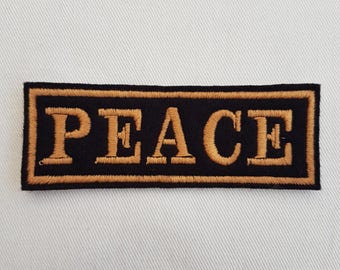 Peace Embroidered Name Patch Badge Iron on or sew on in Various Colours