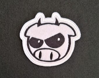 JDM Pig Head Badge Patch Iron on or Sew on.
