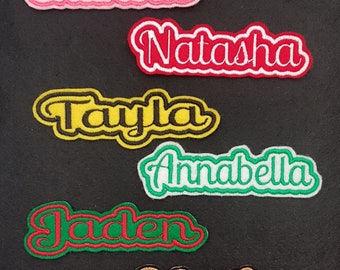 Personalised Embroidered Name Patch Badge C1 Girls Boys Iron on or sew