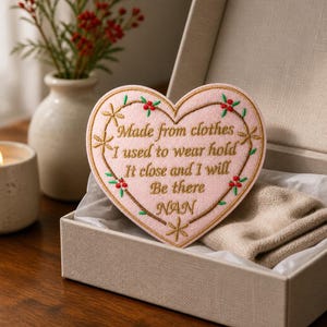 Personalised Embroidered Heart Patch - Memory Bear/Cushion