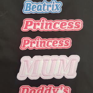 Personalised Embroidered Name Patch Badge L1 Girls Boys Iron on or sew image 2