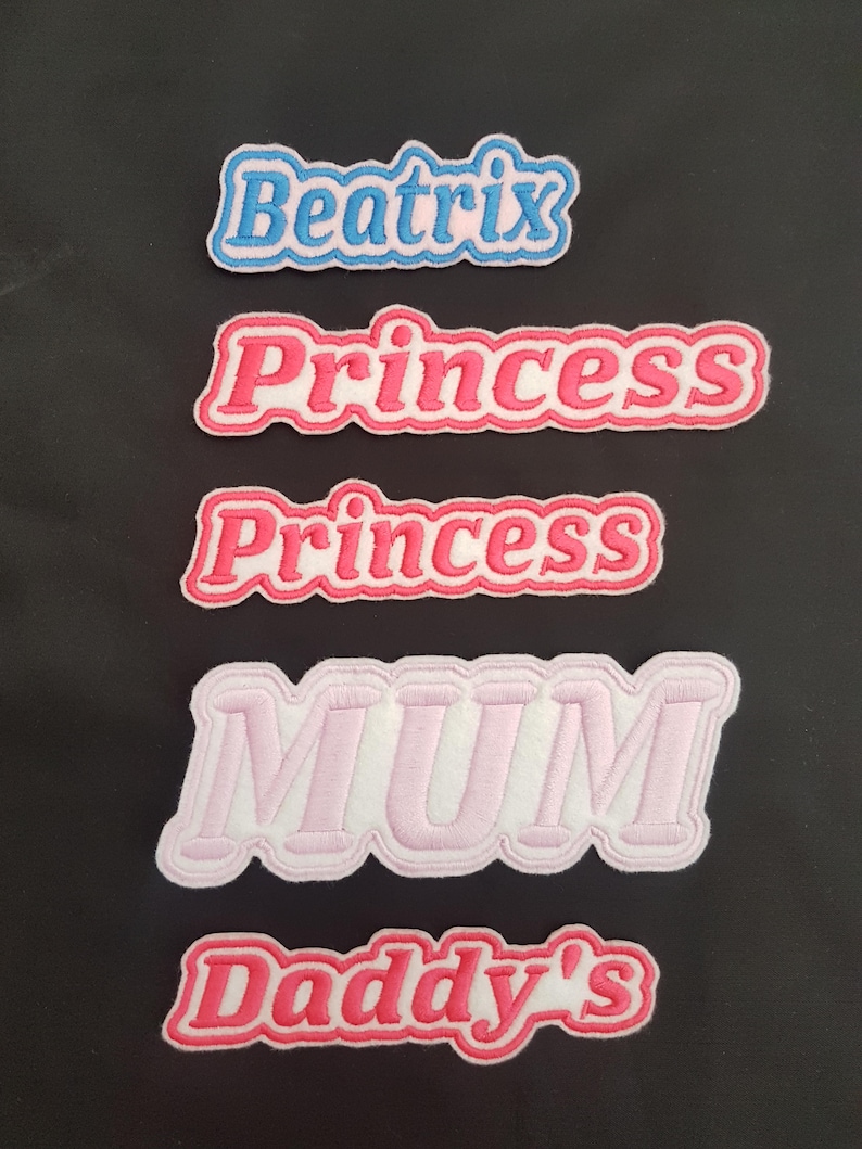 Personalised Embroidered Name Patch Badge L1 Girls Boys Iron on or sew image 2