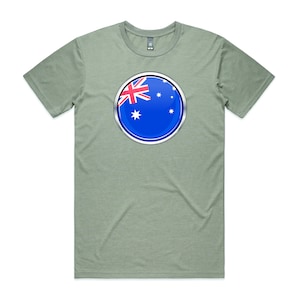 Australië Kaart Ronde Vlag Gedrukte T-shirt Retro Unisex Volwassen T-shirt Patriottische Vlag Tee | Verjaardagscadeau Voor hem Vader Vrouwen Moeder