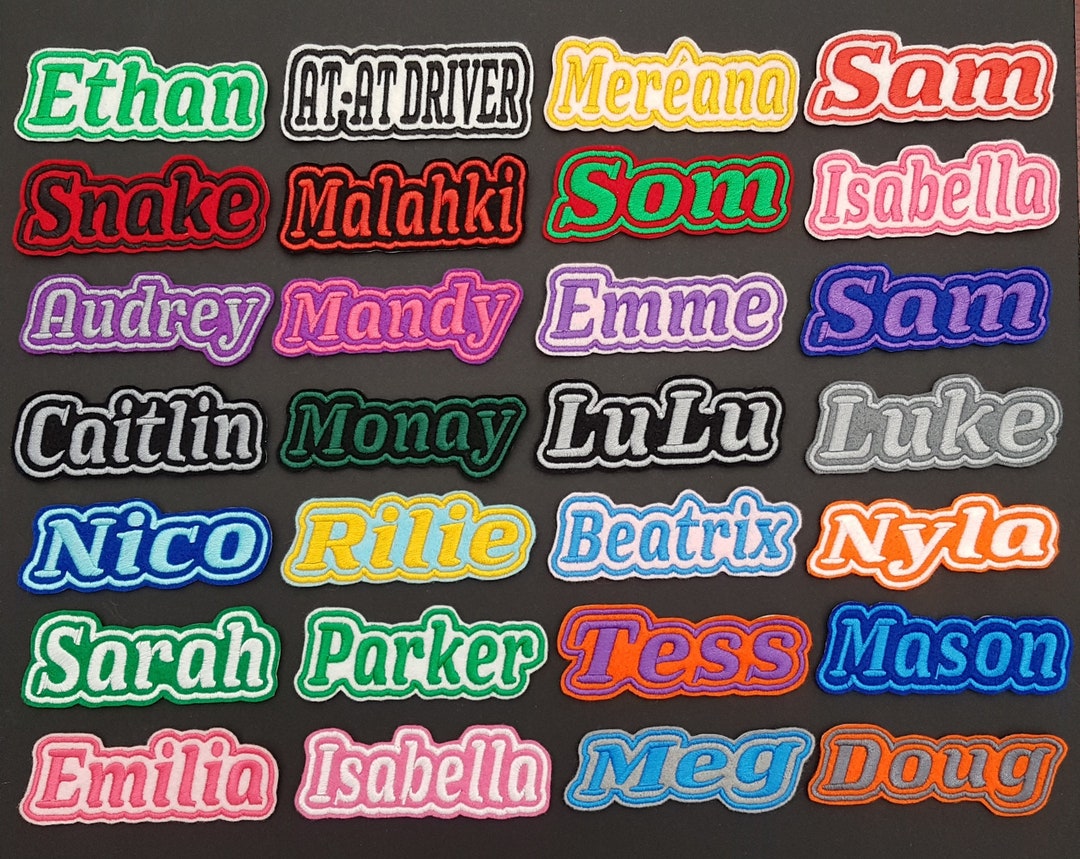 Personalised Embroidered Name Patch Badge B1 Girls Boys Iron on or Sew 