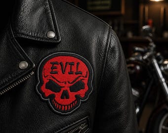Biker Evil Skull Embroidered Patch Badge Iron on or Sew on.