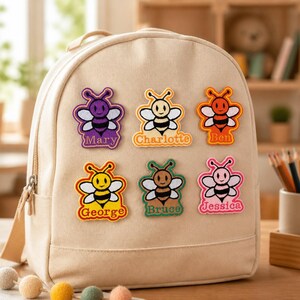 Personalised Bee Embroidered Patch, Custom Name Iron On/Sew On