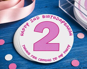 Birthday Personalised Round Gift Bag, Sticker Label Seal Sweet Cone in 4 Sizes