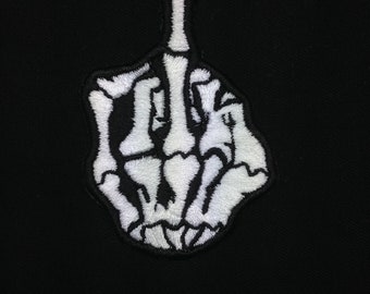 Middle finger Bones JDM Japan Embroidered Patch | Iron on | Sew On | Modified Car Badge | Car Scene | Japanese Cars