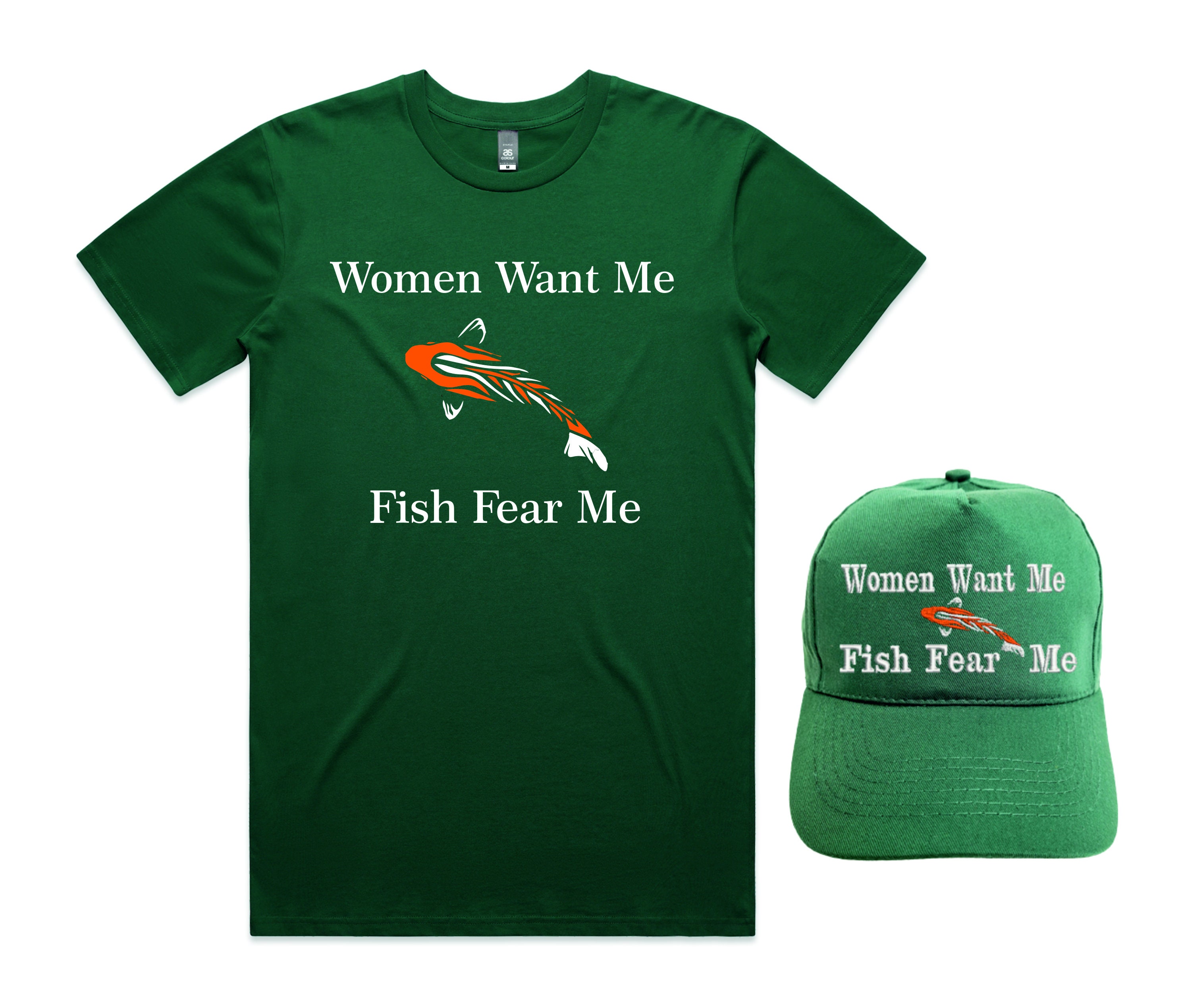 Women Want Me Fish Fear Me T Shirt and Cap Bottle Green Hat Fishing Tshirt  Fishing Cap fun Fishing. -  Ireland