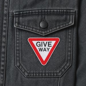 Give Way Sign Embroidered Patch | Road Sign Applique