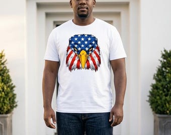 Bald Eagle Head Graphic T-Shirt | Patriotic American Flag Tee