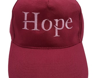 Hope Embroidered Baseball Cap Hat in 15 colours and 25 Thread Colours