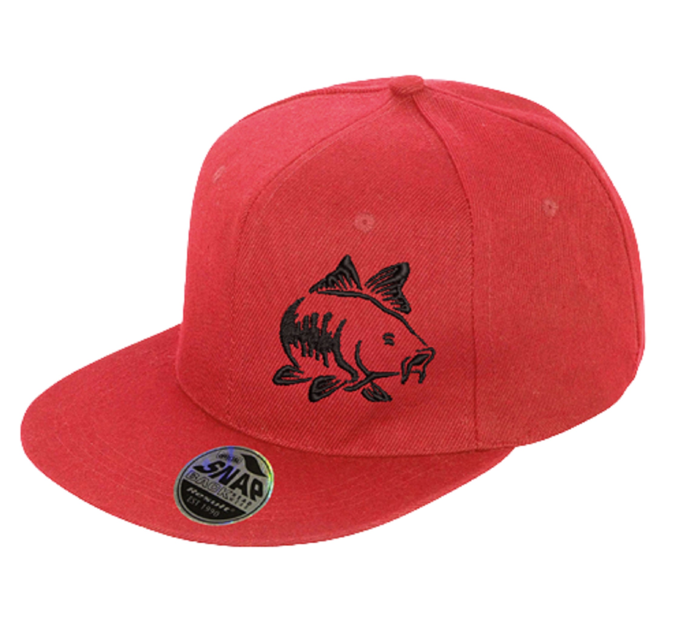 Personalised Carp Snap Back Cap in 3 Cap Colours and 25 Thread Colours  Plain Adults Unisex Caps Hats Text/logo -  UK