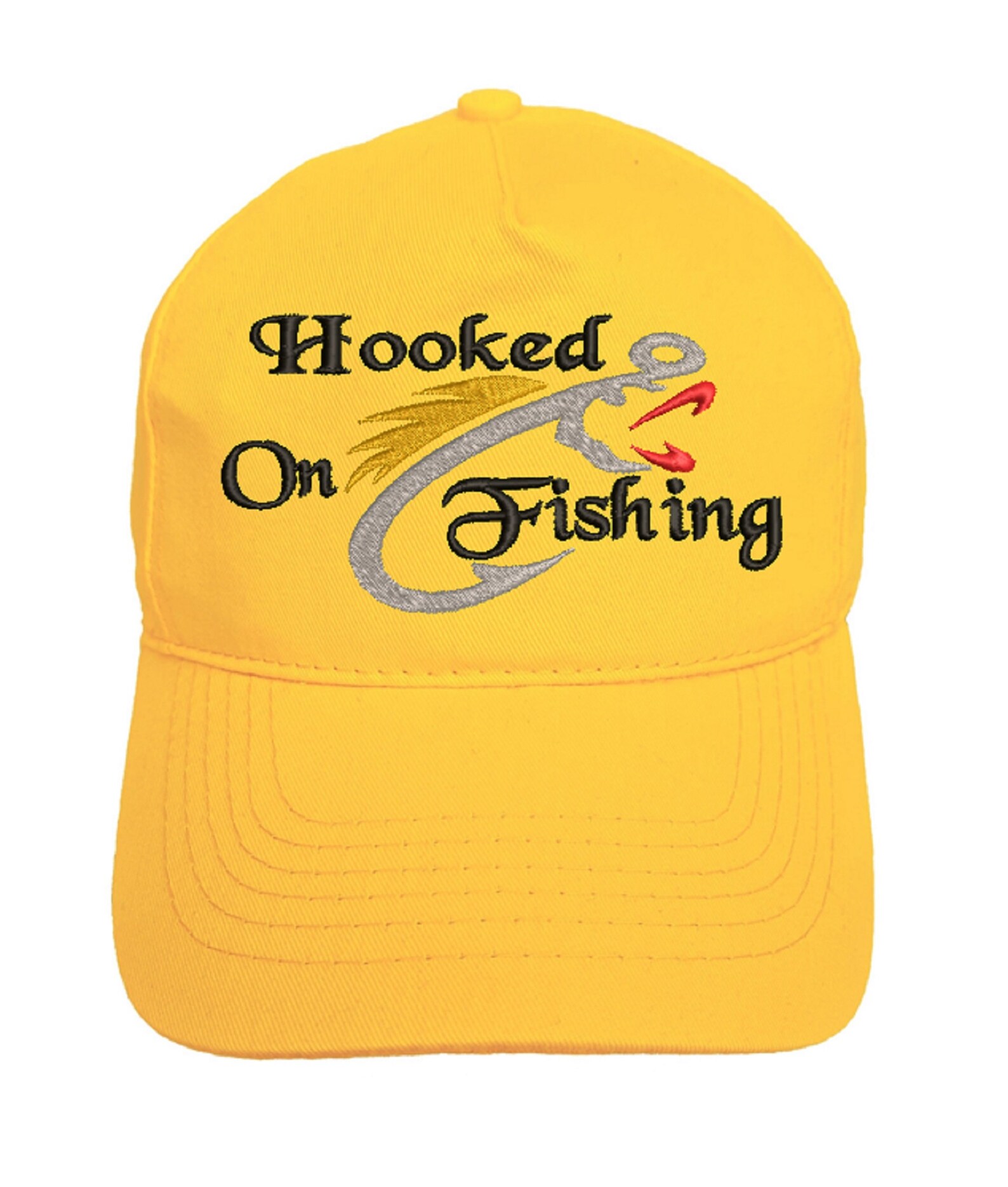 Hooked On Fishing Embroidered base ball cap hat in 13 Colours Etsy