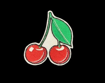 Cherries Embroidered Iron-On Patch | Fruit Badge