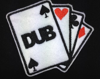 Dub Playing Cards JDM Embroidered Badge | Patch Iron on | Sew On | Casino Theme | Modified Car Badge | Car Scene | Japanese Cars