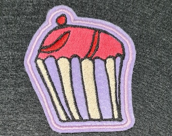 Cup Cake Embroidered Badge Patch Iron on or Sew on