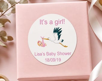 Baby Shower Personalised Round Gift Bag, Sticker Label Seal Sweet Cone in 4 Sizes