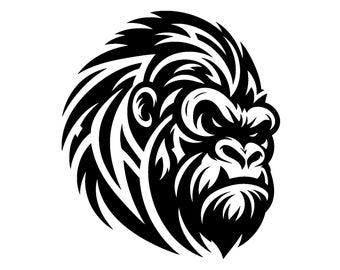 Gorilla Head Vinyl Car Window Bumper Wall Decal Sticker in 13 Colours Waterproof Van Mirror Sticker, Funny Gift or Custom Laptop Sticker