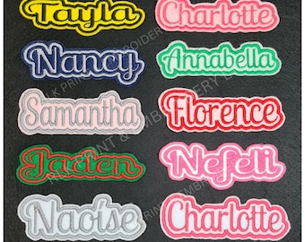 Personalised Embroidered Name Patch: Iron-On or Sew-On, Custom Colours  C1