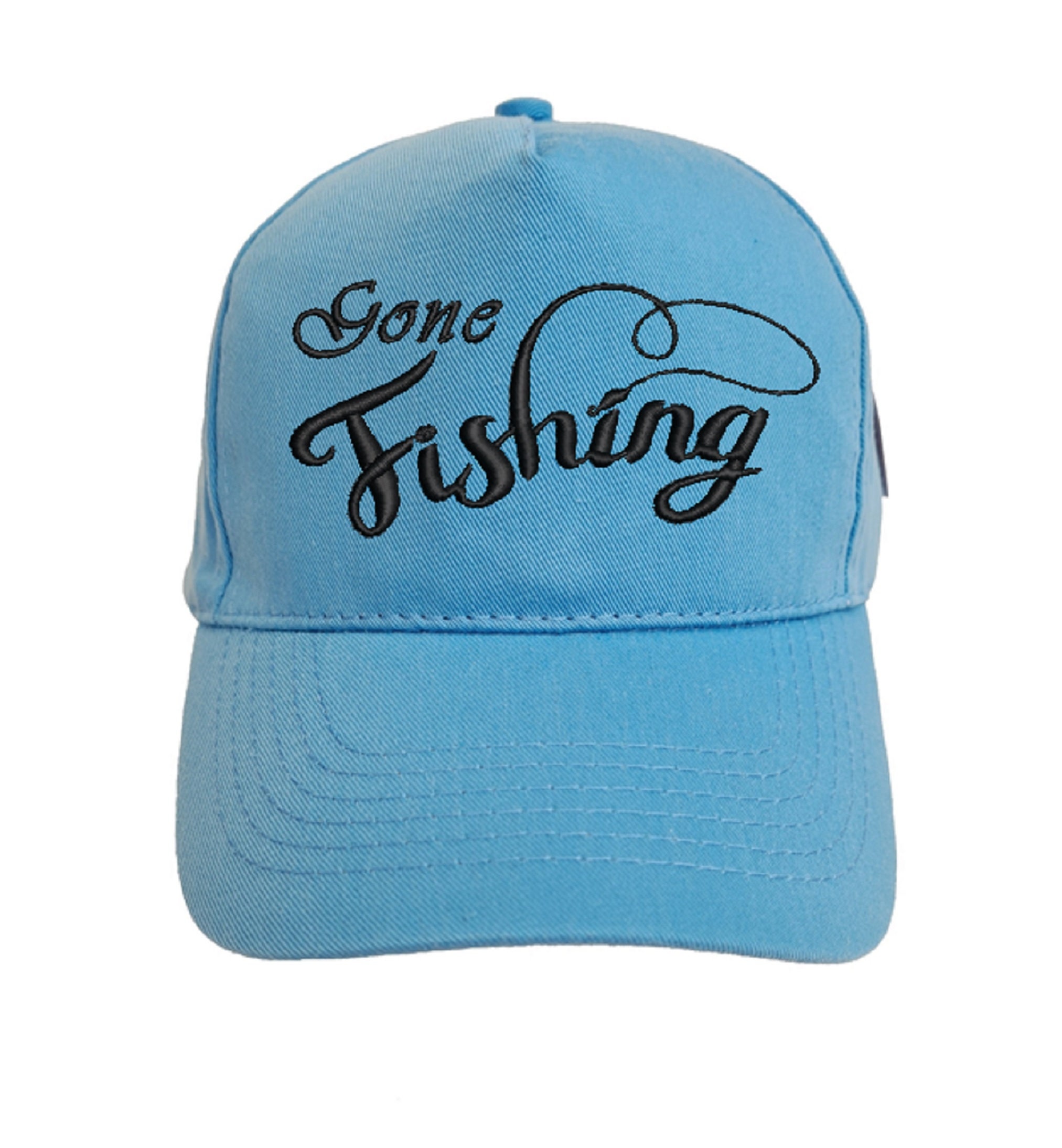 Gone Fishing Embroidered Baseball Cap Hat in 15 Colours and 25