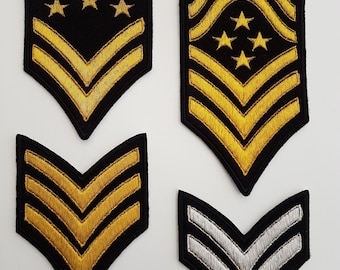 Military Stripes Embroidered Patch Badge Iron on or Sew on