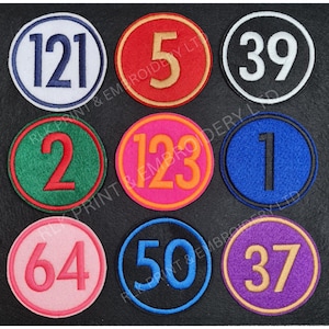 Personalised Embroidered Number Patch Badge Girls Boys Iron on or sew