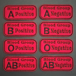 Blood Group Embroidered Patch Badge Iron on or sew on NHS Warning