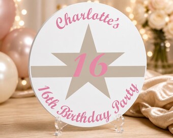 Birthday Personalised Round Gift Bag, Sticker Label Seal Sweet Cone in 4 Sizes