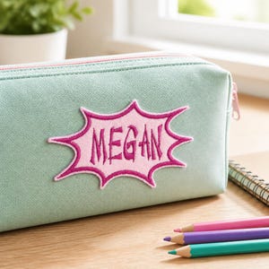 Personalised Spikey Embroidered Name Patch, Iron On or Sew On