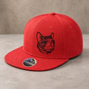 Cat Head Personalised Embroidered Snapback Cap | Unisex Acrylic Hat
