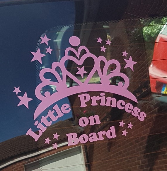 Princess On Board Car Decal - Holographic Vinyl Sticker 5.5x4 Inches For Auto & Laptop