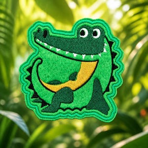 Embroidered Crocodile Patch | Iron-On Alligator Badge