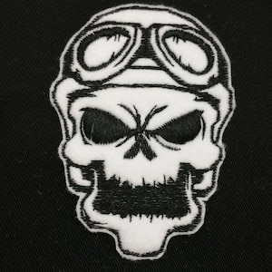Motor Skull Embroidered Patch Badge Iron on Sew On | Biker Patch | Bikers | Skull Design | Custom | Personalised