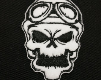 Motor Skull Embroidered Patch | Biker Iron On Sew On Badge