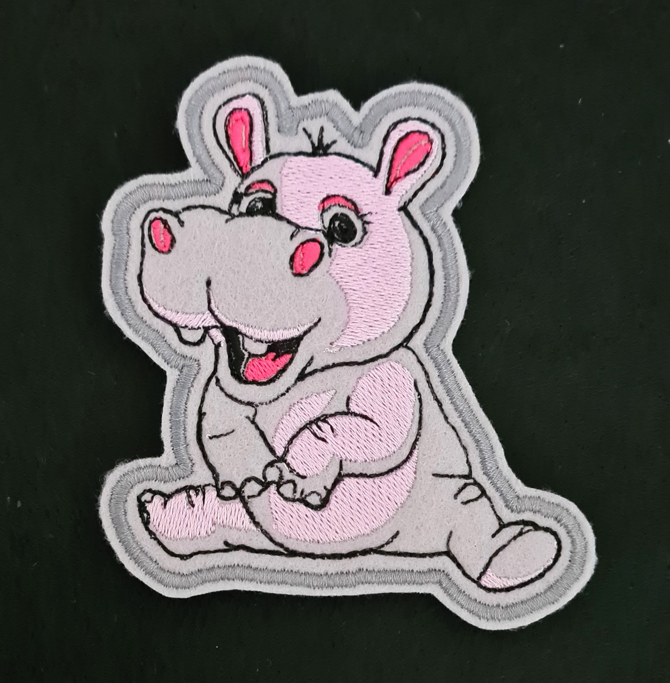 Patch Ricamato Ippopotamo | Termoadesivo E Da Cucire | 5,7 X 7,5 Cm - 2