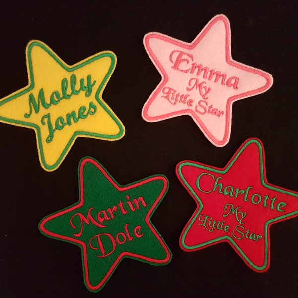 Personalised Embroidered Star Name Patch Badge Iron on or sew