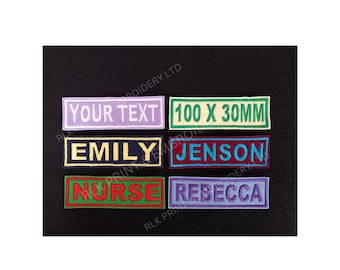 Personalised Embroidered Name Patch, Iron-On or Sew-On (100 x 30mm)