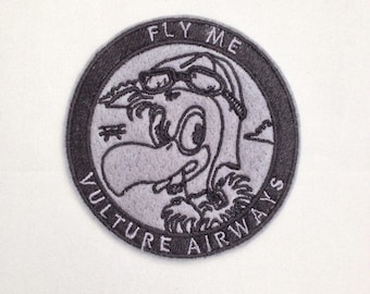 Fly Me Vulture Airways Embroidered Patch Badge Iron on or Sew on